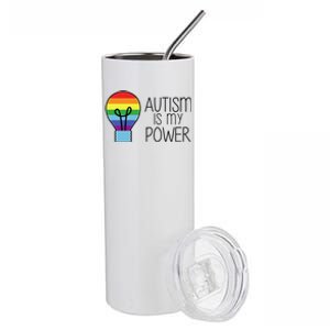 Cute Autism Is My Power Colorful Rainbow Light Bulb Stainless Steel Tumbler