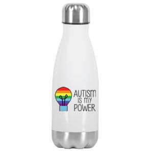 Cute Autism Is My Power Colorful Rainbow Light Bulb Stainless Steel Insulated Water Bottle