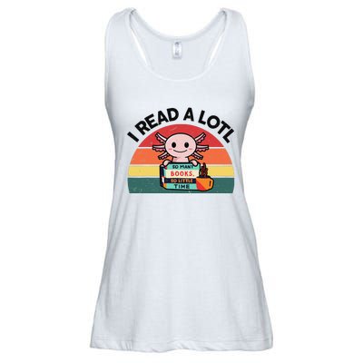 Cute Axolotl I Read A Lotl Funny Bookworm  Ladies Essential Flowy Tank