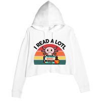 Cute Axolotl I Read A Lotl Funny Bookworm  Crop Fleece Hoodie