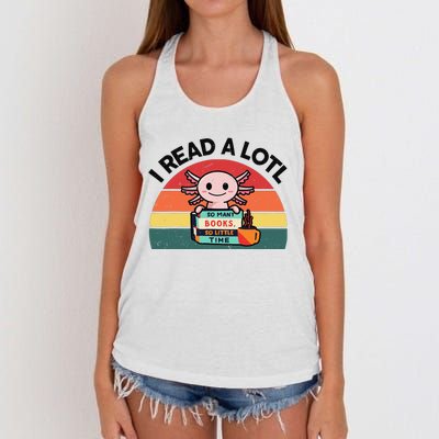 Cute Axolotl I Read A Lotl Funny Bookworm  Women's Knotted Racerback Tank