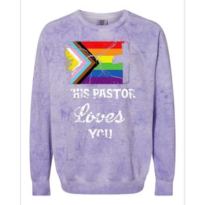 Christian Ally Inclusive Pride Clergy This Pastor Loves You Colorblast Crewneck Sweatshirt