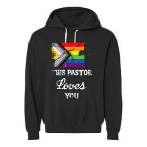 Christian Ally Inclusive Pride Clergy This Pastor Loves You Garment-Dyed Fleece Hoodie