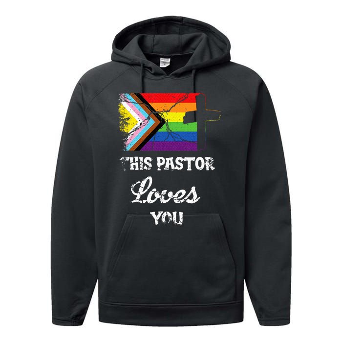 Christian Ally Inclusive Pride Clergy This Pastor Loves You Performance Fleece Hoodie