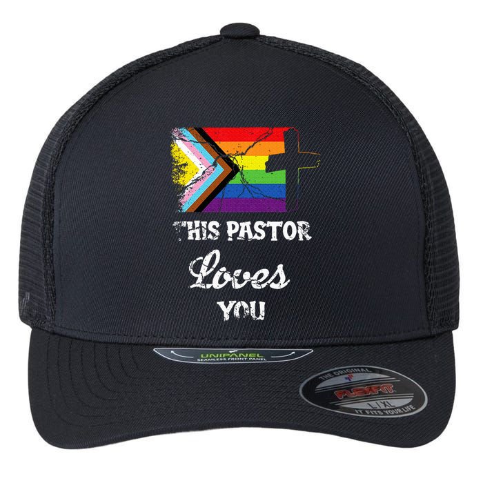 Christian Ally Inclusive Pride Clergy This Pastor Loves You Flexfit Unipanel Trucker Cap