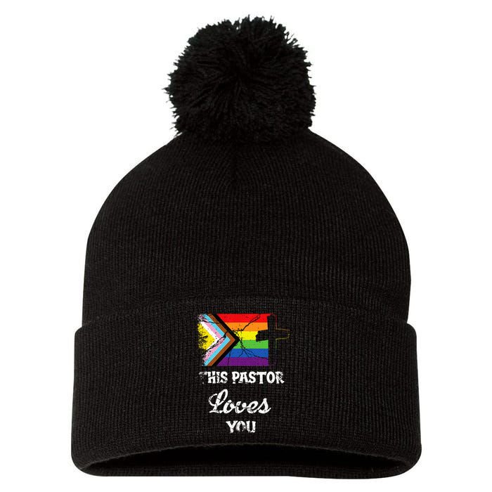 Christian Ally Inclusive Pride Clergy This Pastor Loves You Pom Pom 12in Knit Beanie