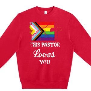 Christian Ally Inclusive Pride Clergy This Pastor Loves You Premium Crewneck Sweatshirt