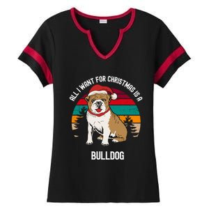 Cute All I Want For Christmas Is A Bulldog Gift Ladies Halftime Notch Neck Tee