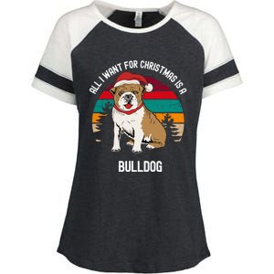 Cute All I Want For Christmas Is A Bulldog Gift Enza Ladies Jersey Colorblock Tee