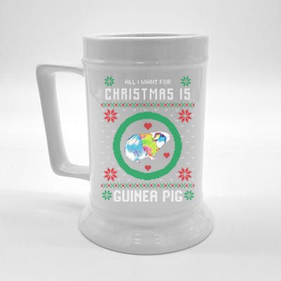 Cute All I Want For Christmas Is Guinea Pig Ugly Gift Beer Stein