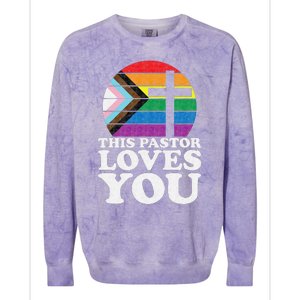 Christian Ally Inclusive Pride Clergy This Pastor Loves You Colorblast Crewneck Sweatshirt