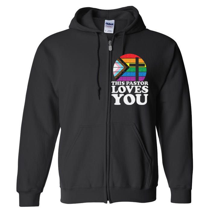 Christian Ally Inclusive Pride Clergy This Pastor Loves You Full Zip Hoodie