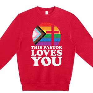 Christian Ally Inclusive Pride Clergy This Pastor Loves You Premium Crewneck Sweatshirt