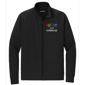 Colorful Autism Is My Superpower Autism Awareness Cool Gift Stretch Full-Zip Cadet Jacket