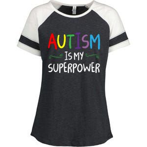 Colorful Autism Is My Superpower Autism Awareness Cool Gift Enza Ladies Jersey Colorblock Tee