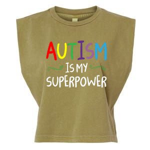 Colorful Autism Is My Superpower Autism Awareness Cool Gift Garment-Dyed Women's Muscle Tee