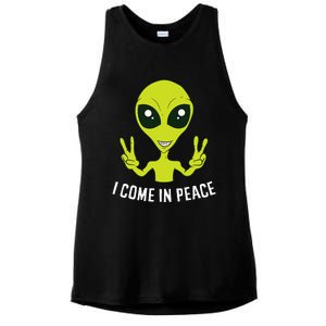 Cute Alien I Come In Peace Space Rave EDM Music Alien Ladies PosiCharge Tri-Blend Wicking Tank