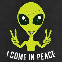 Cute Alien I Come In Peace Space Rave EDM Music Alien 7 Panel Mesh Trucker Snapback Hat