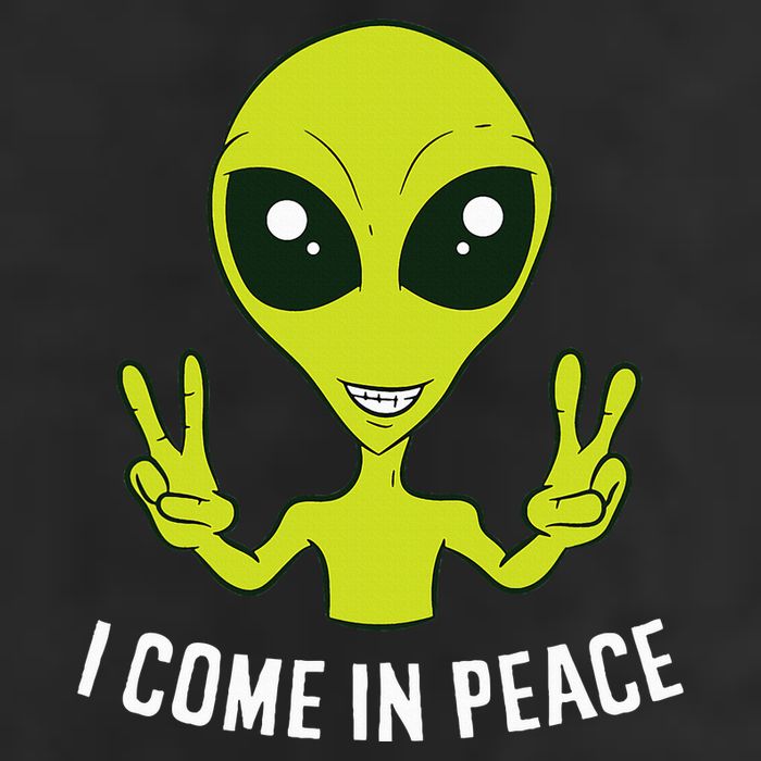 Cute Alien I Come In Peace Space Rave EDM Music Alien 7 Panel Mesh Trucker Snapback Hat
