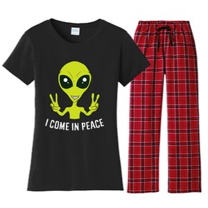 Cute Alien I Come In Peace Space Rave EDM Music Alien Women's Flannel Pajama Set