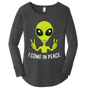 Cute Alien I Come In Peace Space Rave EDM Music Alien Women's Perfect Tri Tunic Long Sleeve Shirt