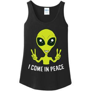 Cute Alien I Come In Peace Space Rave EDM Music Alien Ladies Essential Tank