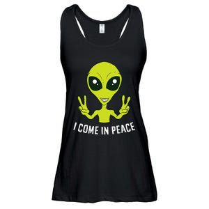 Cute Alien I Come In Peace Space Rave EDM Music Alien Ladies Essential Flowy Tank