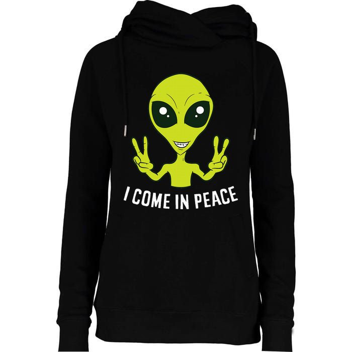 Cute Alien I Come In Peace Space Rave EDM Music Alien Womens Funnel Neck Pullover Hood