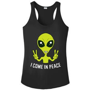 Cute Alien I Come In Peace Space Rave EDM Music Alien Ladies PosiCharge Competitor Racerback Tank