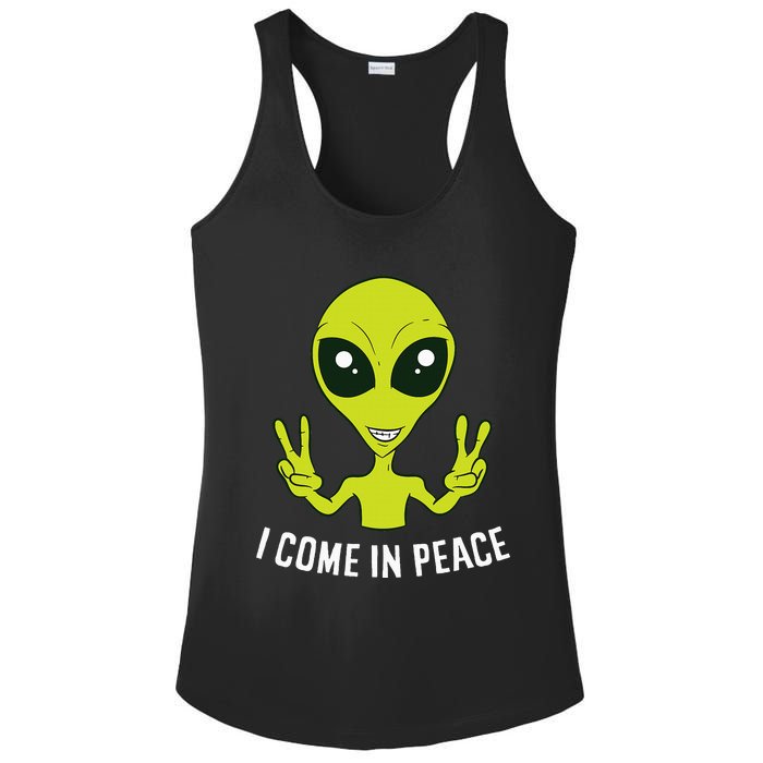 Cute Alien I Come In Peace Space Rave EDM Music Alien Ladies PosiCharge Competitor Racerback Tank