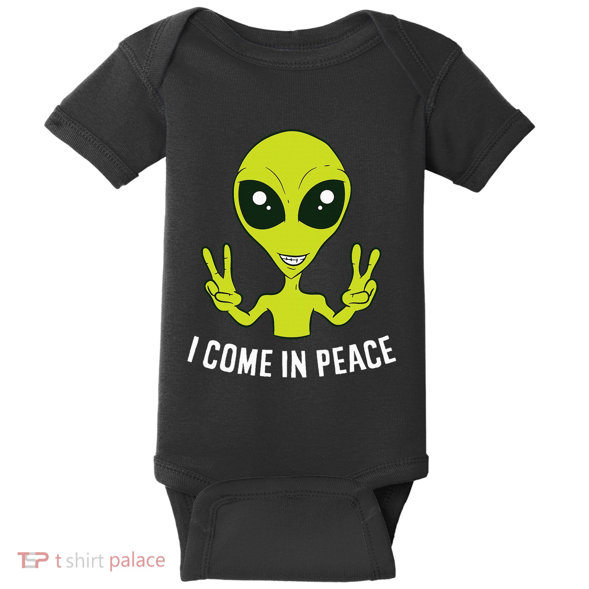 Cute Alien I Come In Peace Space Rave EDM Music Alien Baby Bodysuit
