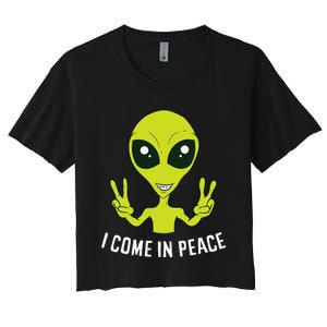 Cute Alien I Come In Peace Space Rave EDM Music Alien Women's Crop Top Tee