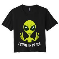 Cute Alien I Come In Peace Space Rave EDM Music Alien Women's Crop Top Tee