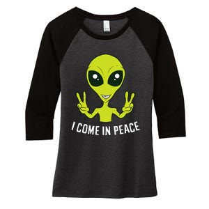 Cute Alien I Come In Peace Space Rave EDM Music Alien Women's Tri-Blend 3/4-Sleeve Raglan Shirt