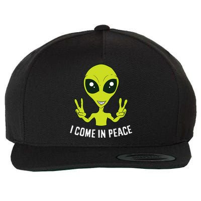 Cute Alien I Come In Peace Space Rave EDM Music Alien Wool Snapback Cap