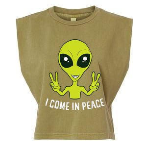 Cute Alien I Come In Peace Space Rave EDM Music Alien Garment-Dyed Women's Muscle Tee