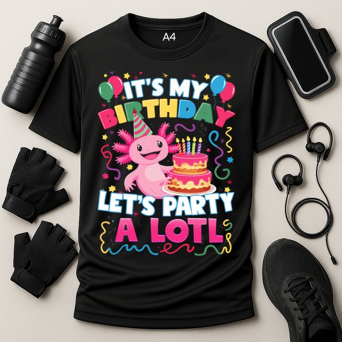 Cute Axolotl Its My Birthday Lets Party  Cooling Performance Crew T-Shirt