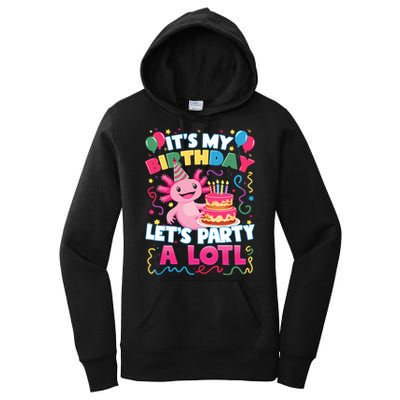 Cute Axolotl Its My Birthday Lets Party  Women's Pullover Hoodie