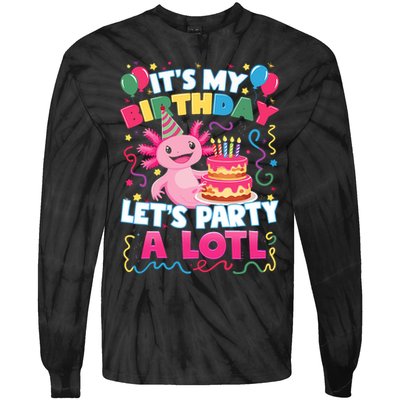 Cute Axolotl Its My Birthday Lets Party  Tie-Dye Long Sleeve Shirt