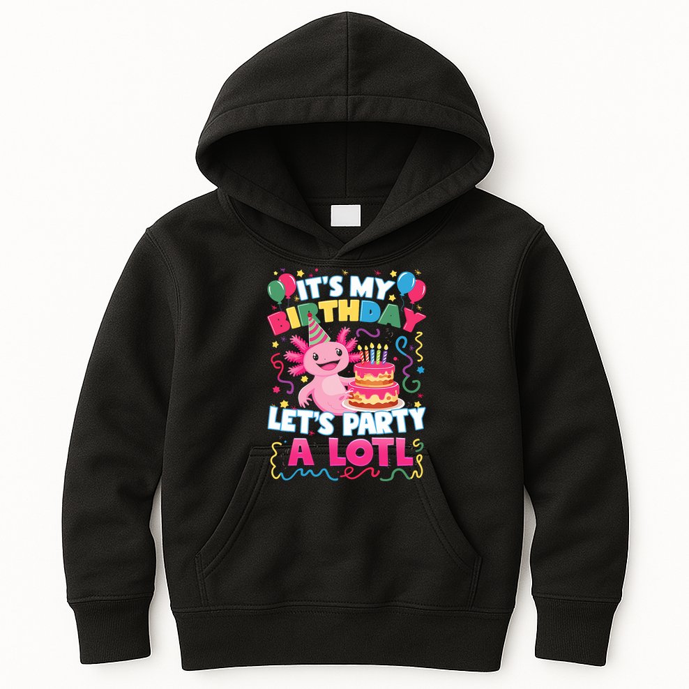 Cute Axolotl Its My Birthday Lets Party  Kids Hoodie