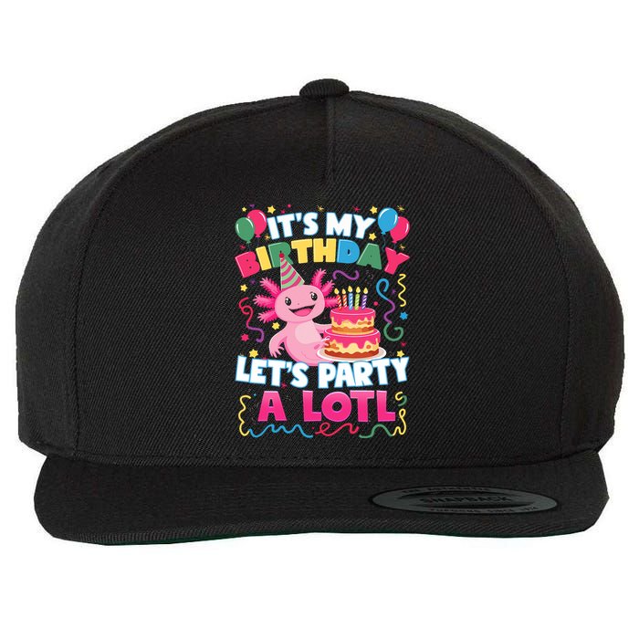 Cute Axolotl Its My Birthday Lets Party  Wool Snapback Cap