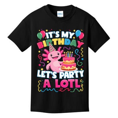 Cute Axolotl Its My Birthday Lets Party  Kids T-Shirt