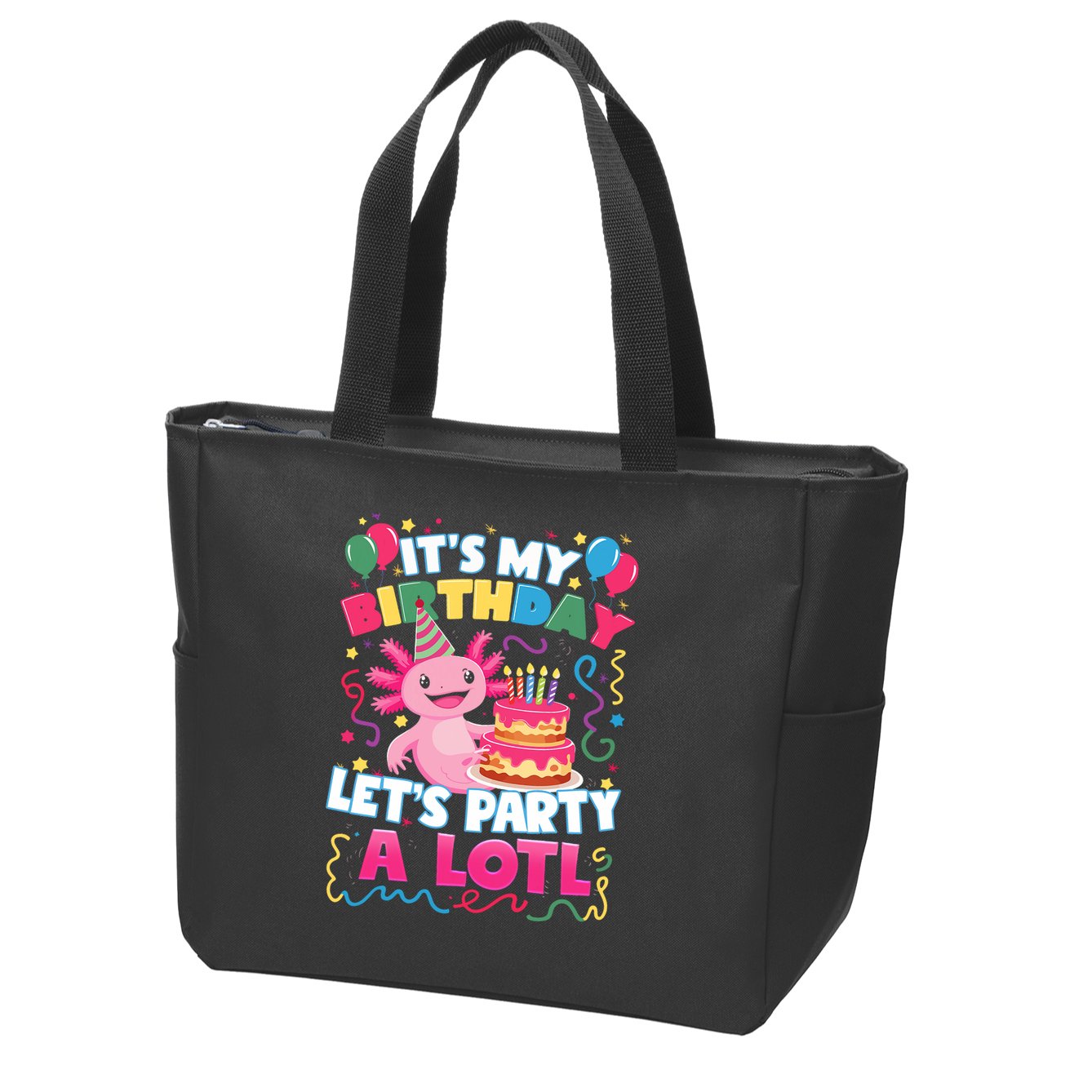 Cute Axolotl Its My Birthday Lets Party  Zip Tote Bag
