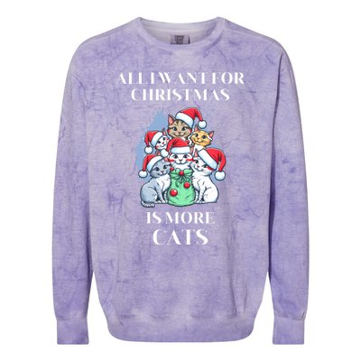 Christmas All I Want For Christmas Is More Cats Gift Colorblast Crewneck Sweatshirt