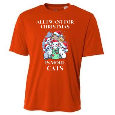 Christmas All I Want For Christmas Is More Cats Gift Cooling Performance Crew T-Shirt