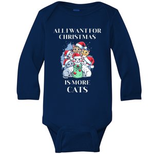 Christmas All I Want For Christmas Is More Cats Gift Baby Long Sleeve Bodysuit