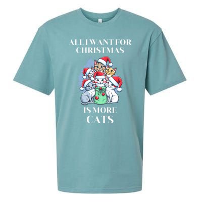 Christmas All I Want For Christmas Is More Cats Gift Sueded Cloud Jersey T-Shirt