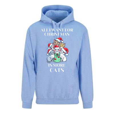 Christmas All I Want For Christmas Is More Cats Gift Unisex Surf Hoodie