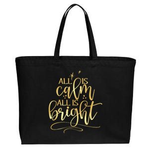 Christmas All Is Calm All Is Bright Cotton Canvas Jumbo Tote