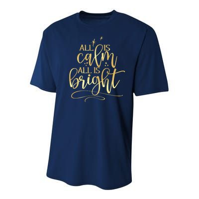 Christmas All Is Calm All Is Bright Youth Performance Sprint T-Shirt